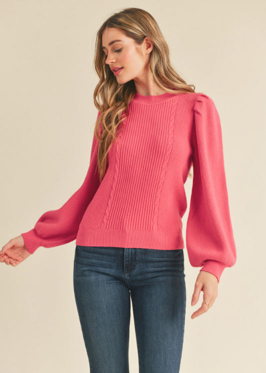 Pink Lantern Sleeve Sweater