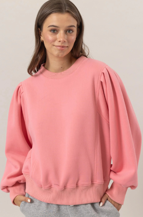 Pink Balloon Sleeve Sweatshirt