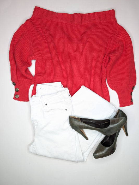 Red Off The Shoulder Sweater