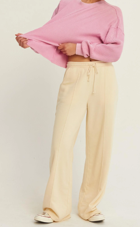 Cream Drawstring Pants